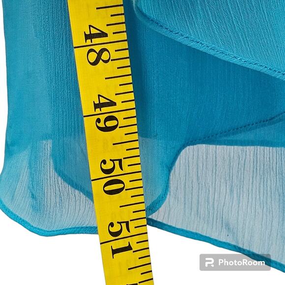 David's Bridal Crinkle Chiffon Dress Cascade Skirt in Malibu NWT Size 0 - Picture 13 of 16